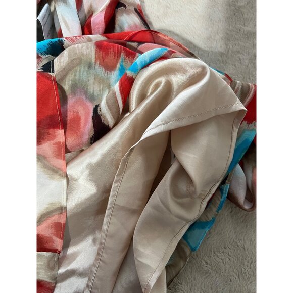 Laundry By Shelli Segal Colorful Abstract Print Wrap Dress Size 12 With Long She - Picture 9 of 13